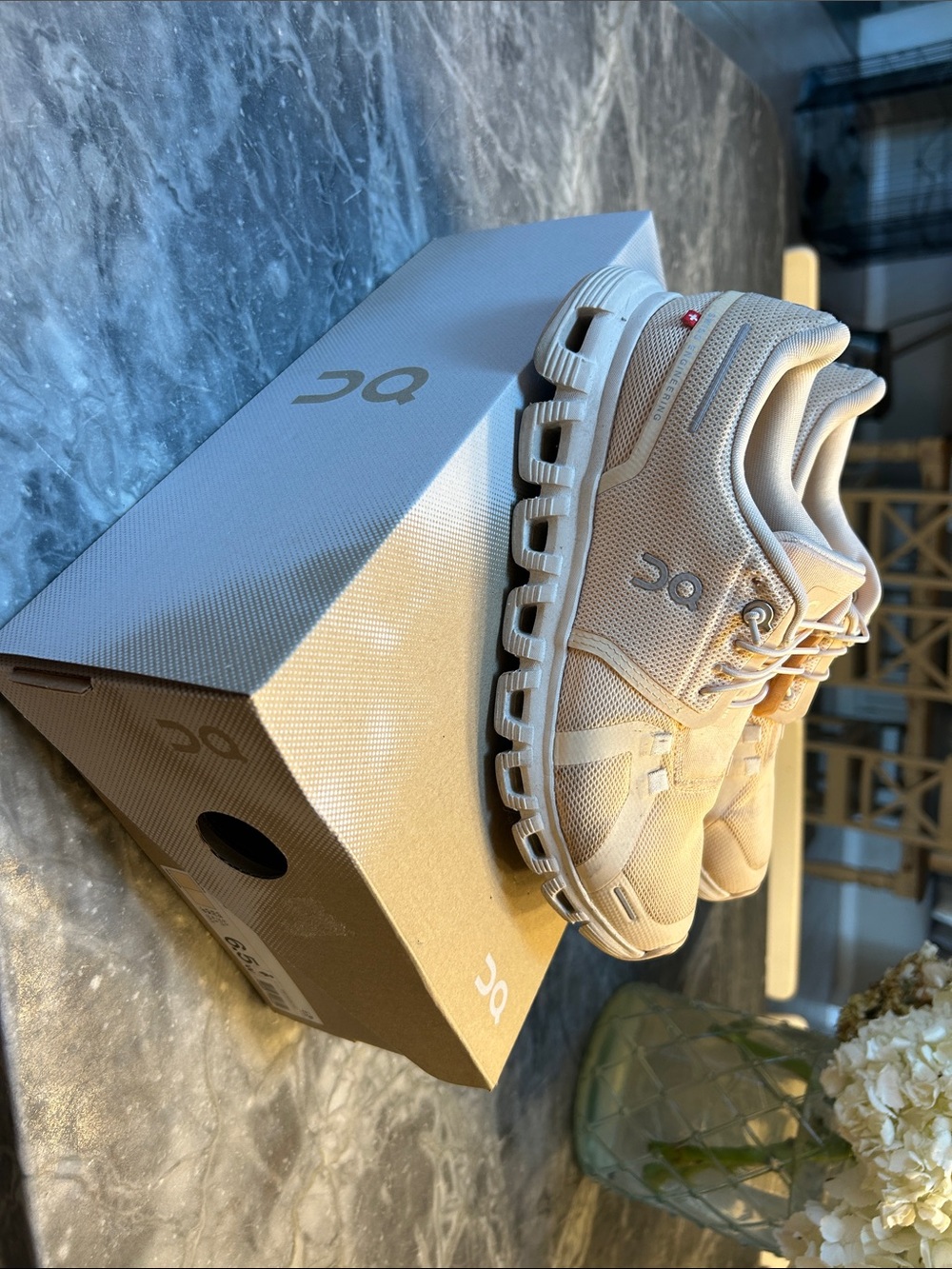 On cloud Beige Mesh Athletic Sneakers - Picture 2 of 4
